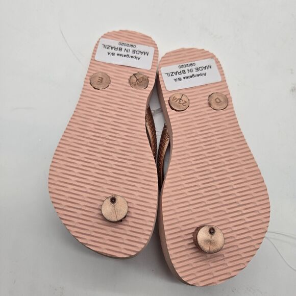 New Havaianas flip flops Sandals pink Baby Girl Toddlers sz 9 C rose gold child - Picture 5 of 6
